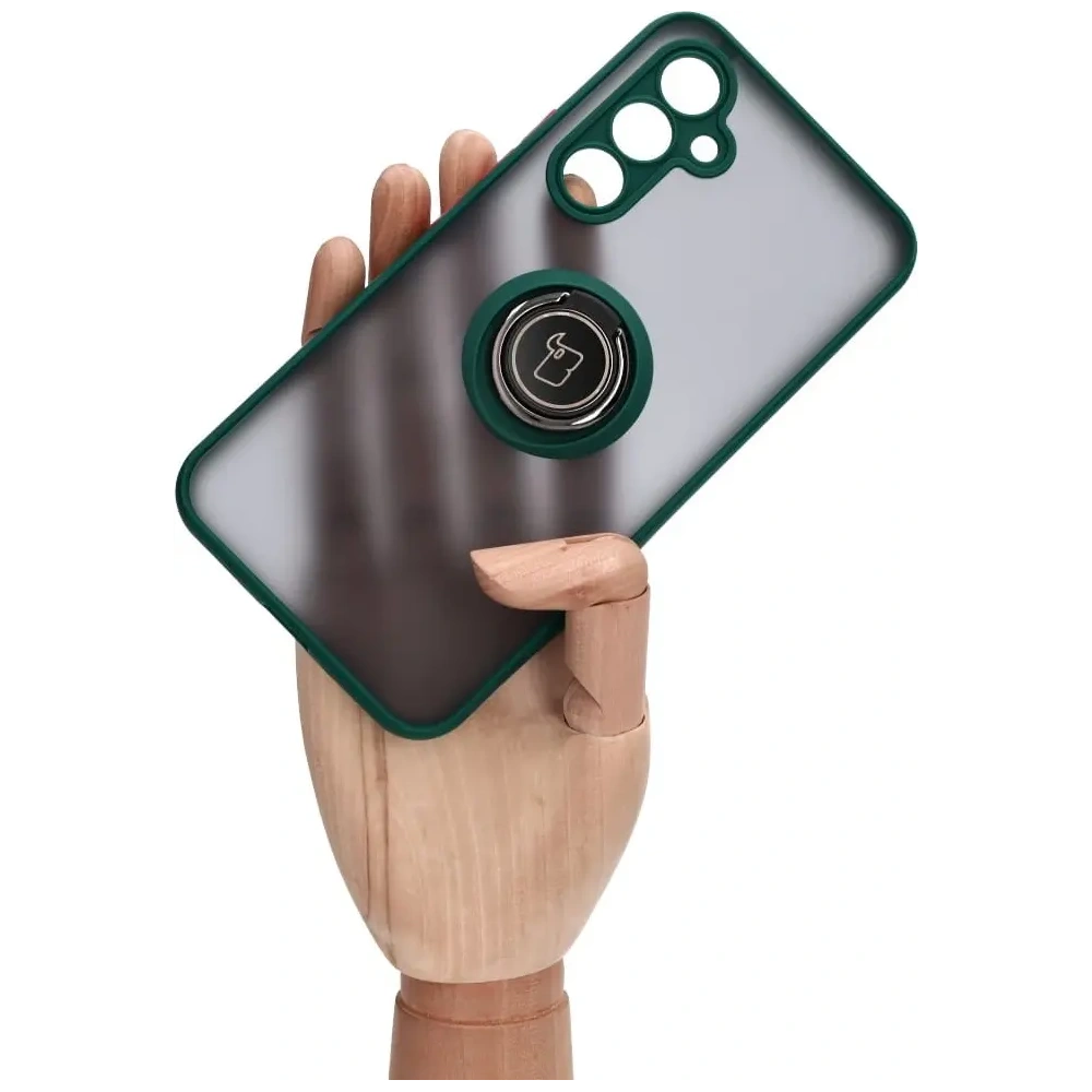 Hurtownia GSM - Etui z uchwytem na palec Bizon Case Hybrid Ring do Samsung Galaxy A54 5G przydymione z ciemnozieloną ramką - BIZ1213 - {ean13} - Hurt