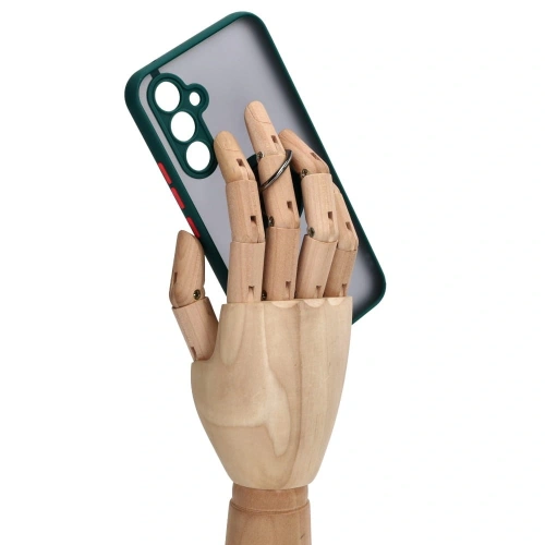 Etui z uchwytem na palec Bizon Case Hybrid Ring do Samsung Galaxy A54 5G przydymione z ciemnozieloną ramką