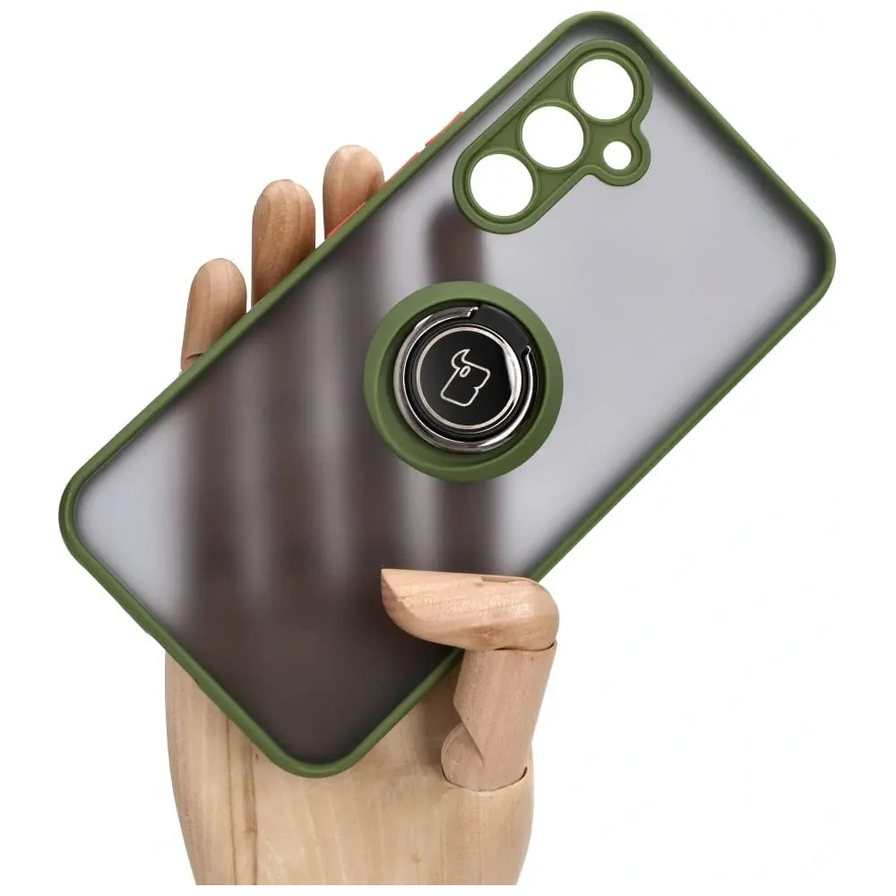 Hurtownia GSM - Etui z uchwytem na palec Bizon Case Hybrid Ring do Samsung Galaxy A54 5G przydymione z zieloną ramką - BIZ7550 - {ean13} - Hurt