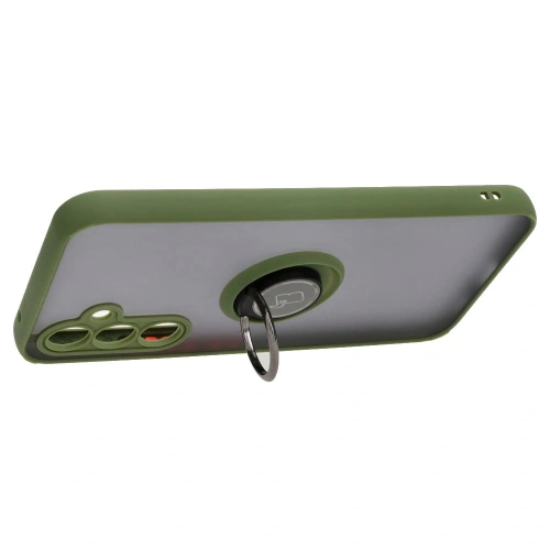 Etui z uchwytem na palec Bizon Case Hybrid Ring do Samsung Galaxy A54 5G przydymione z zieloną ramką