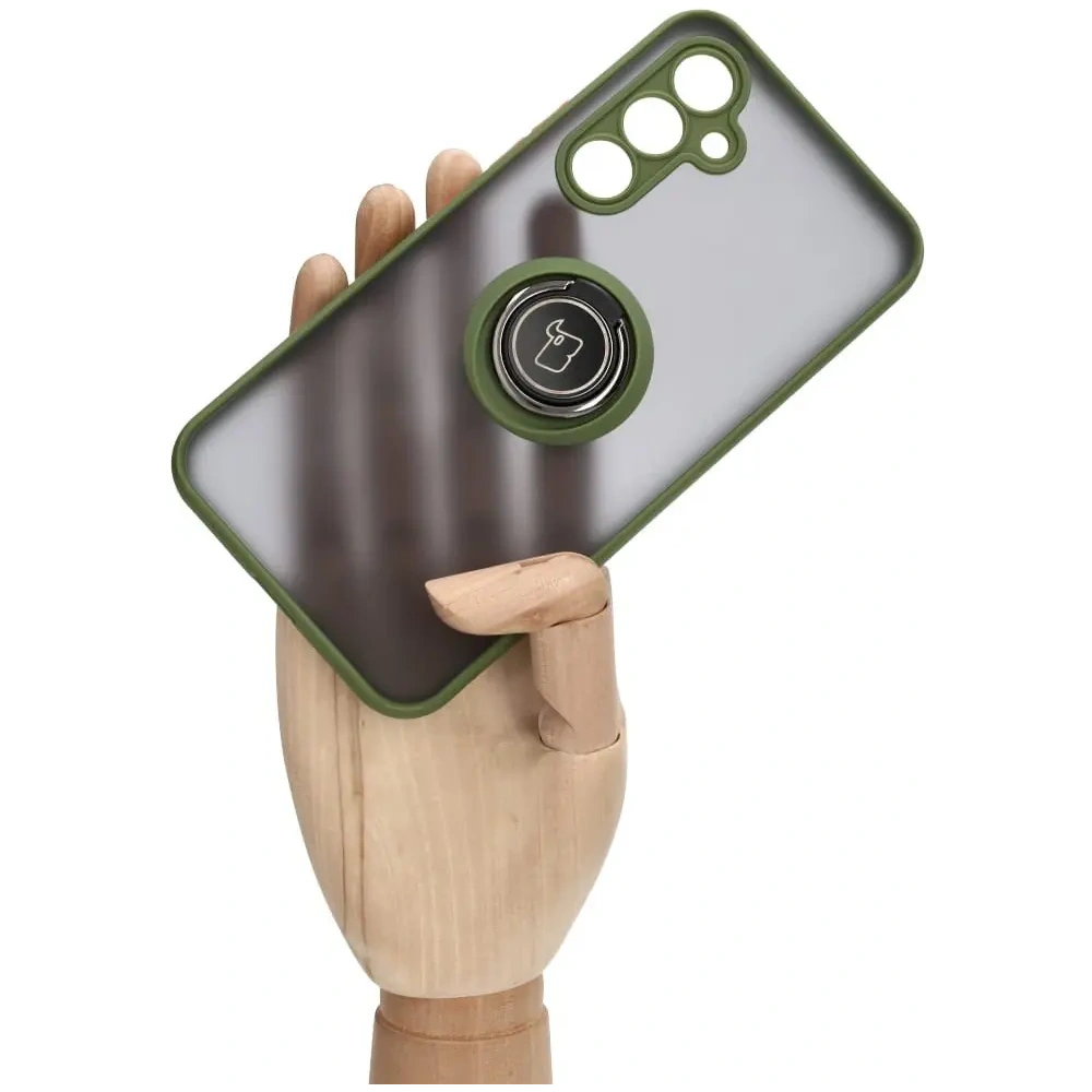 Hurtownia GSM - Etui z uchwytem na palec Bizon Case Hybrid Ring do Samsung Galaxy A54 5G przydymione z zieloną ramką - BIZ7550 - {ean13} - Hurt