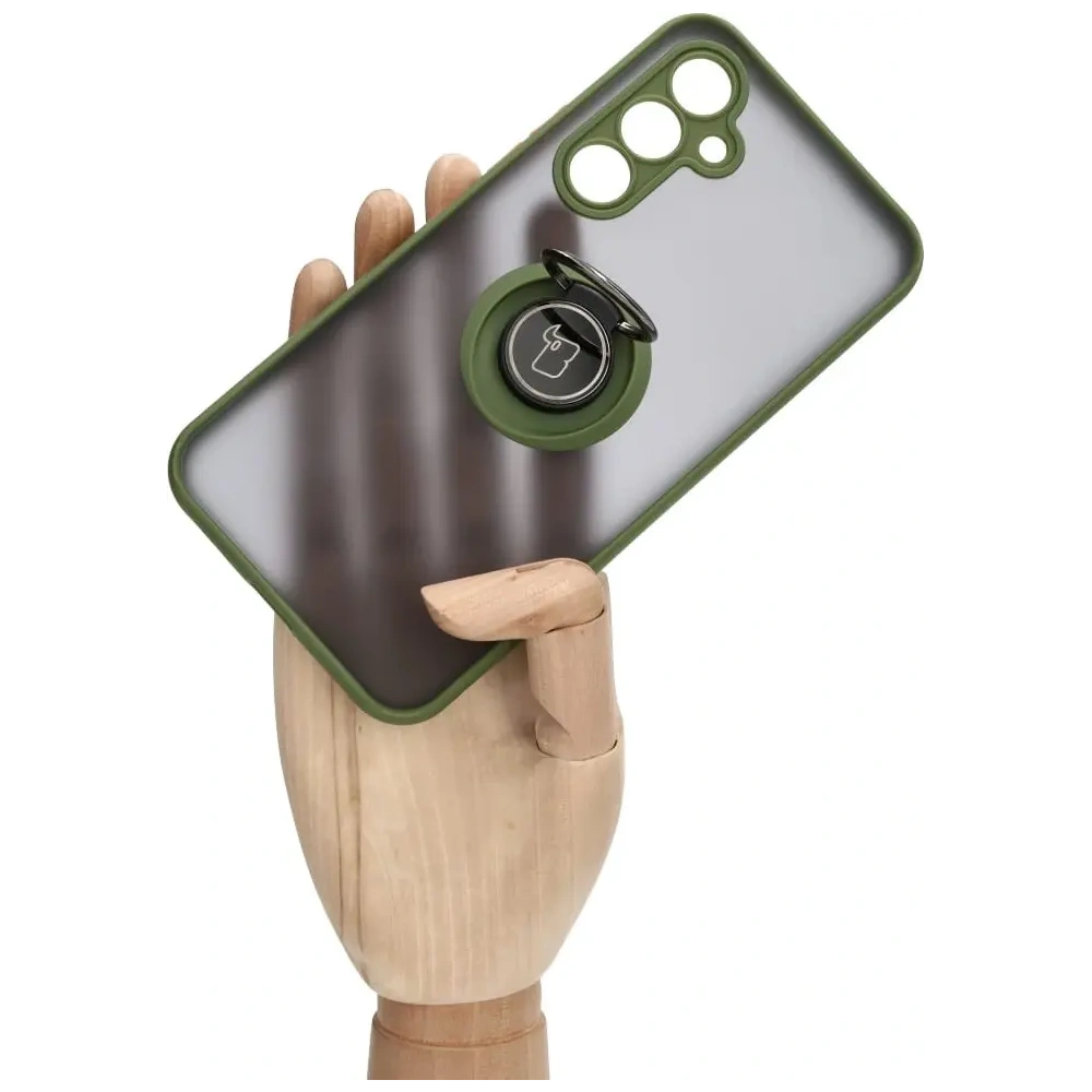 Hurtownia GSM - Etui z uchwytem na palec Bizon Case Hybrid Ring do Samsung Galaxy A54 5G przydymione z zieloną ramką - BIZ7550 - {ean13} - Hurt