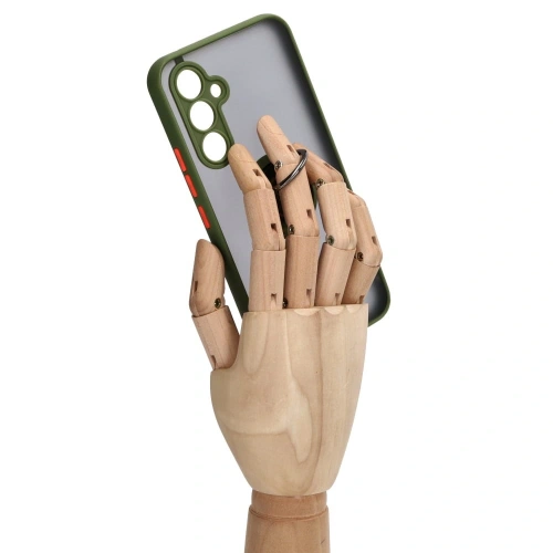 Etui z uchwytem na palec Bizon Case Hybrid Ring do Samsung Galaxy A54 5G przydymione z zieloną ramką