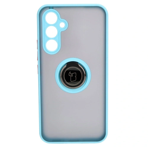 Etui z uchwytem na palec Bizon Case Hybrid Ring do Samsung Galaxy A54 5G przydymione z jasnoniebieską ramką