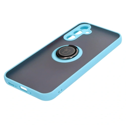 Etui z uchwytem na palec Bizon Case Hybrid Ring do Samsung Galaxy A54 5G przydymione z jasnoniebieską ramką