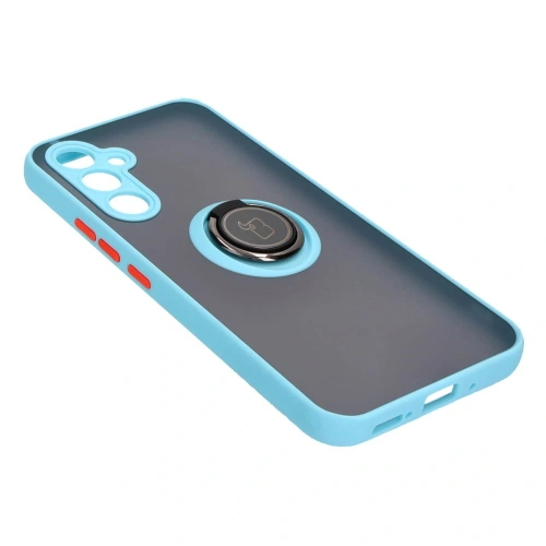Etui z uchwytem na palec Bizon Case Hybrid Ring do Samsung Galaxy A54 5G przydymione z jasnoniebieską ramką