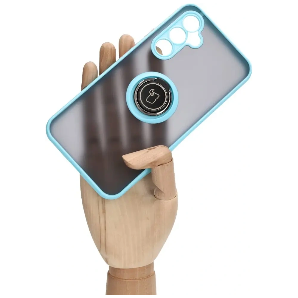 Hurtownia GSM - Etui z uchwytem na palec Bizon Case Hybrid Ring do Samsung Galaxy A54 5G przydymione z jasnoniebieską ramką - BIZ1220 - {ean13} - Hurt