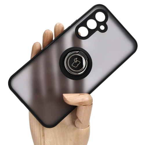 Etui z uchwytem na palec Bizon Case Hybrid Ring do Samsung Galaxy A54 5G przydymione z czarną ramką