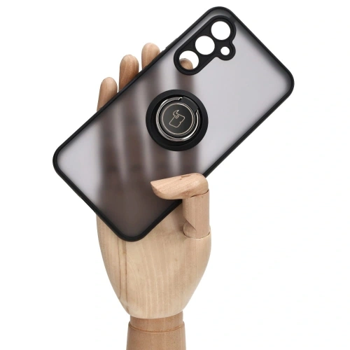 Etui z uchwytem na palec Bizon Case Hybrid Ring do Samsung Galaxy A54 5G przydymione z czarną ramką