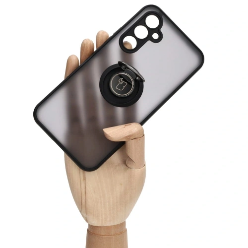 Etui z uchwytem na palec Bizon Case Hybrid Ring do Samsung Galaxy A54 5G przydymione z czarną ramką