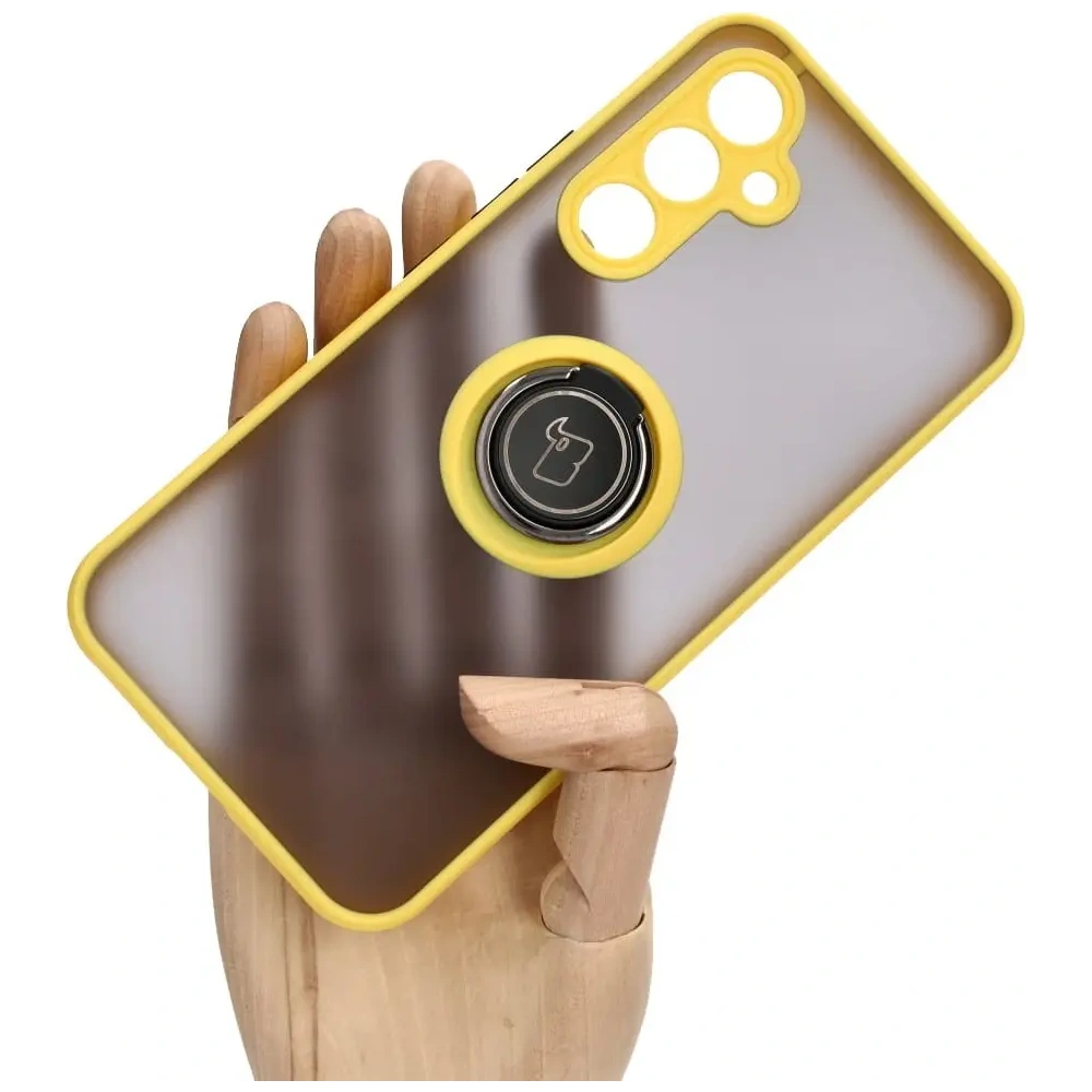 Hurtownia GSM - Bizon Case Hybrid Ring Samsung Galaxy A54 5G fumuriu cu un cadru galben - BIZ7552 - {ean13} - Hurt