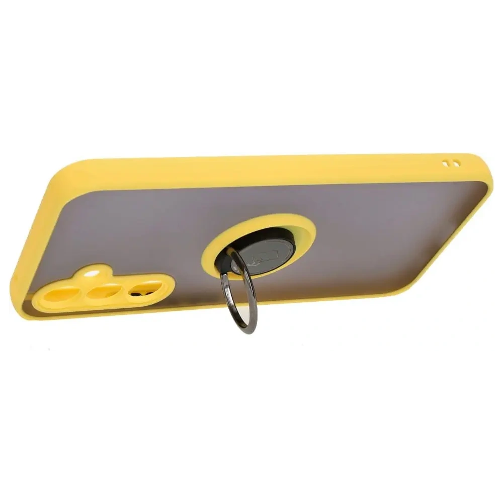 Hurtownia GSM - Etui z uchwytem na palec Bizon Case Hybrid Ring do Galaxy A54 5G, przydymione z żółtą ramką - BIZ7552 - {ean13} - Hurt