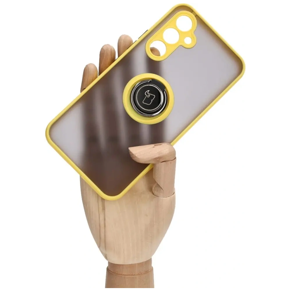 Hurtownia GSM - Bizon Case Hybrid Ring Samsung Galaxy A54 5G fumuriu cu un cadru galben - BIZ7552 - {ean13} - Hurt