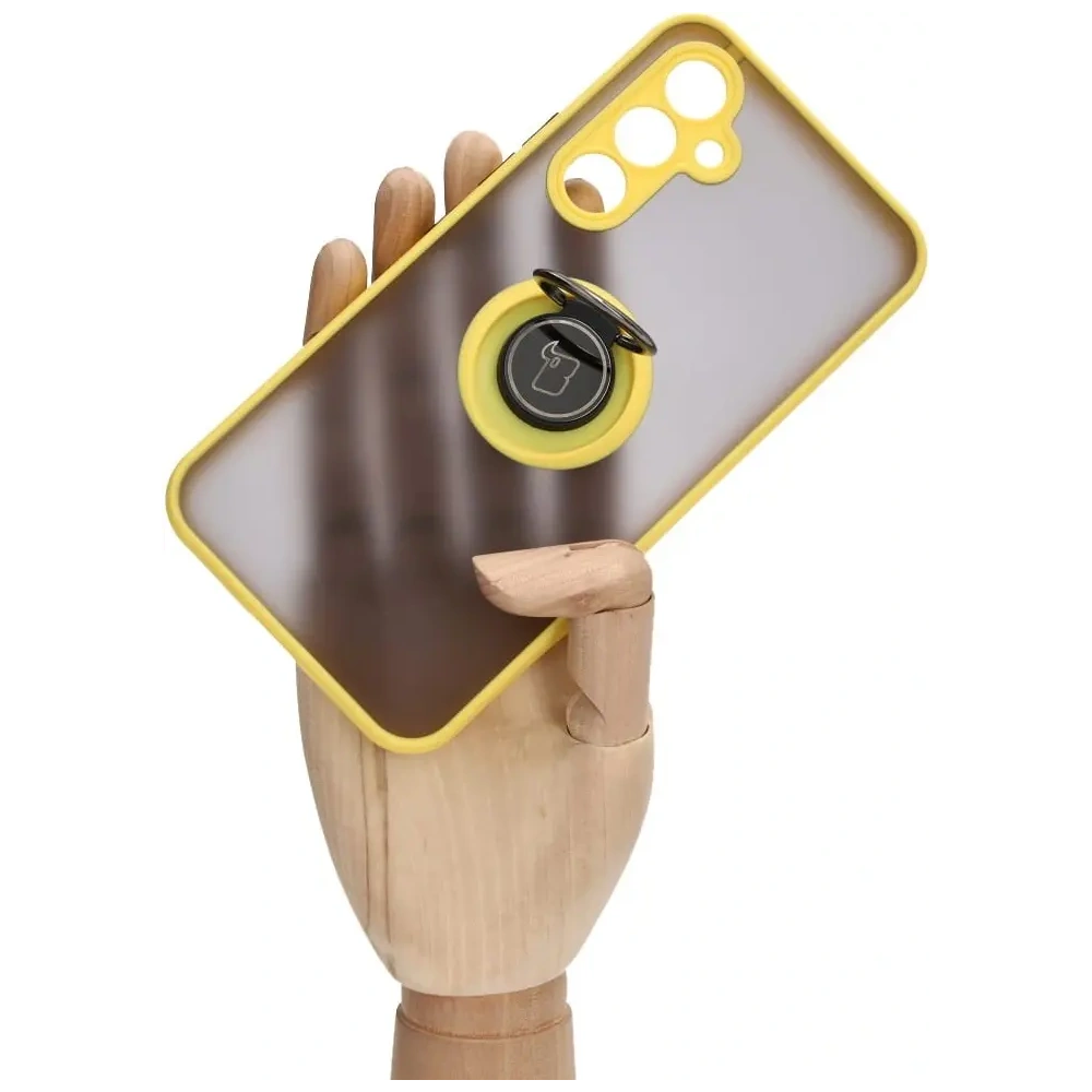 Hurtownia GSM - Bizon Case Hybrid Ring Samsung Galaxy A54 5G fumuriu cu un cadru galben - BIZ7552 - {ean13} - Hurt