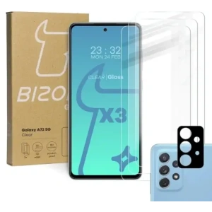 Hurtownia GSM - Szkło hartowane Bizon Glass Clear - 3 szt. + obiektyw, Galaxy A72 5G - BIZ7560 - {ean13} - Hurt