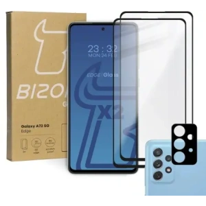 Hurtownia GSM - Szkło hartowane Bizon Glass Edge - 2 sztuki + ochrona na obiektyw, Galaxy A72 5G, czarne - BIZ7561 - {ean13} - Hurt