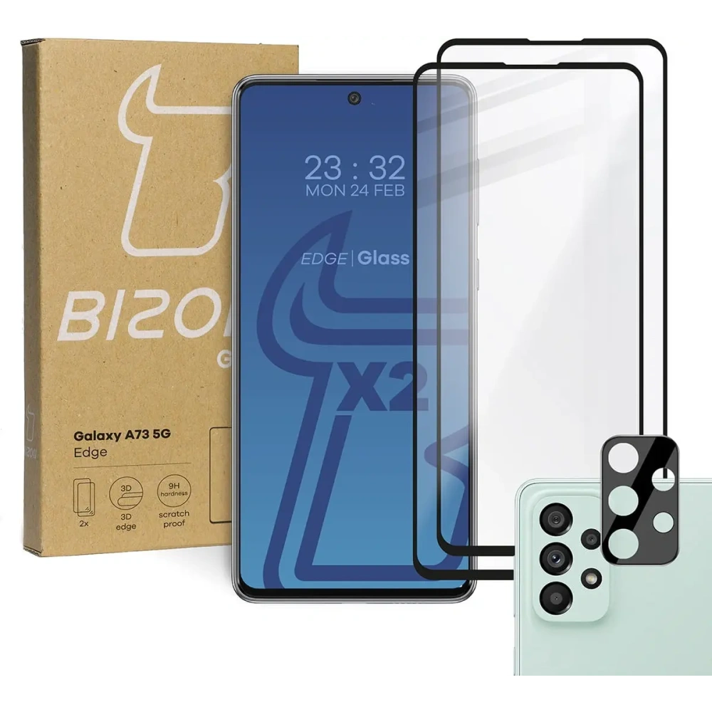 Hurtownia GSM - Szkło hartowane Bizon Glass Edge - [2 PACK] + ochrona na obiektyw Samsung Galaxy A73 czarne - BIZ1258 - {ean13} - Hurt
