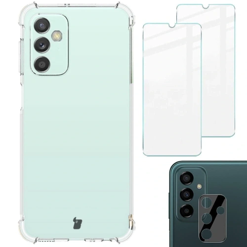 Etui + 2x szkło na ekran + szkło na obiektyw Bizon Case Clear Pack do Samsung Galaxy M13 / M23 5G przezroczyste
