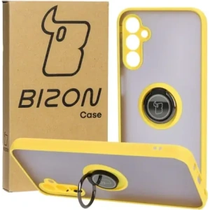 Hurtownia GSM - Etui s úchopem na prst Bizon Case Hybrid Ring do Samsung Galaxy M14 5G kouřové s žlutým rámem - BIZ1278 - {ean13} - Hurt