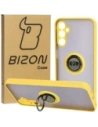 Etui z uchwytem na palec Bizon Case Hybrid Ring do Samsung Galaxy M14 5G przydymione z żółtą ramką