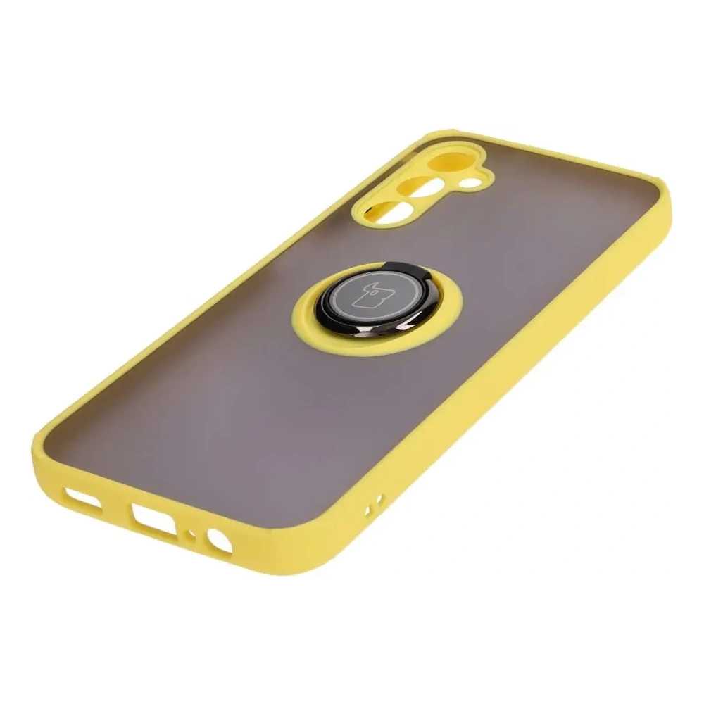 Hurtownia GSM - Etui z uchwytem na palec Bizon Case Hybrid Ring do Samsung Galaxy M14 5G przydymione z żółtą ramką - BIZ1278 - {ean13} - Hurt