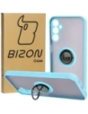 Etui z uchwytem na palec Bizon Case Hybrid Ring do Samsung Galaxy M14 5G kouřové s jasně modrým rámem