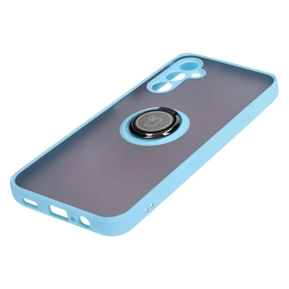 Hurtownia GSM - Etui z uchwytem na palec Bizon Case Hybrid Ring do Samsung Galaxy M14 5G przydymione z jasnoniebieską ramką - BIZ1279 - {ean13} - Hurt