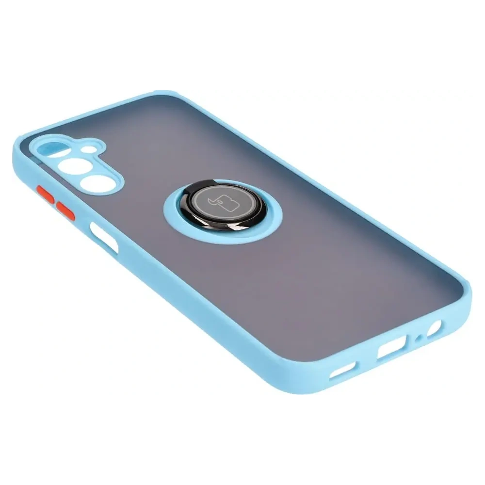 Hurtownia GSM - Etui z uchwytem na palec Bizon Case Hybrid Ring do Samsung Galaxy M14 5G przydymione z jasnoniebieską ramką - BIZ1279 - {ean13} - Hurt