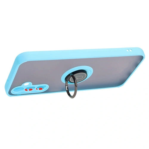 Etui z uchwytem na palec Bizon Case Hybrid Ring do Samsung Galaxy M14 5G przydymione z jasnoniebieską ramką