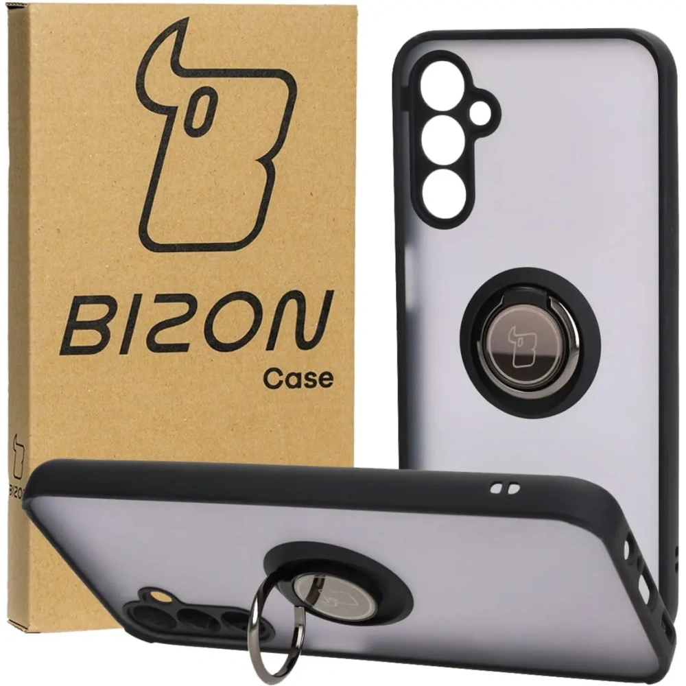 Hurtownia GSM - Etui z uchwytem na palec Bizon Case Hybrid Ring do Samsung Galaxy M14 5G przydymione z czarną ramką - BIZ1280 - {ean13} - Hurt