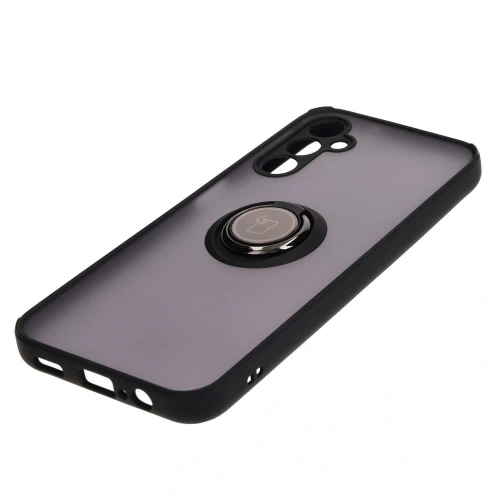 Etui z uchwytem na palec Bizon Case Hybrid Ring do Samsung Galaxy M14 5G przydymione z czarną ramką