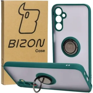 Hurtownia GSM - Etui z uchwytem na palec Bizon Case Hybrid Ring do Samsung Galaxy M14 5G kouřové s tmavě zeleným rámem - BIZ1281 - {ean13} - Hurt