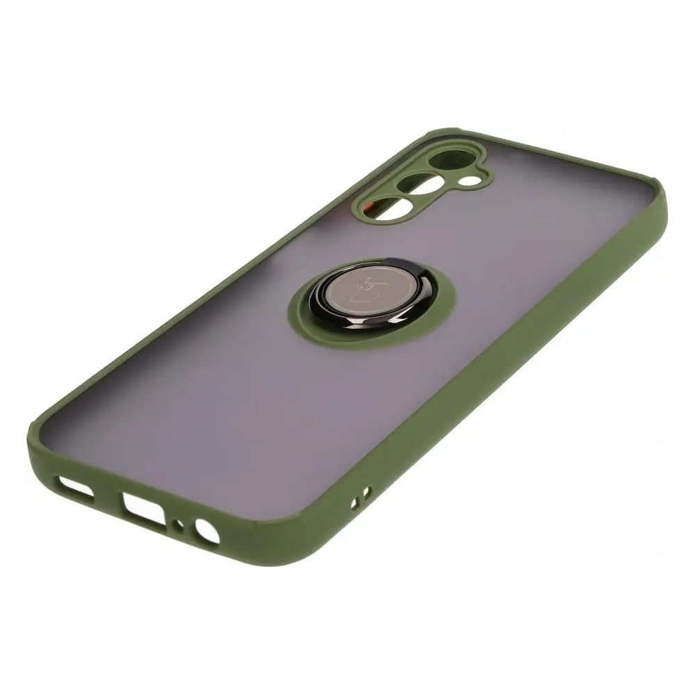 Hurtownia GSM - Etui s úchopem na prst Bizon Case Hybrid Ring pro Samsung Galaxy M14 5G kouřové se zeleným rámem - BIZ1282 - {ean13} - Hurt