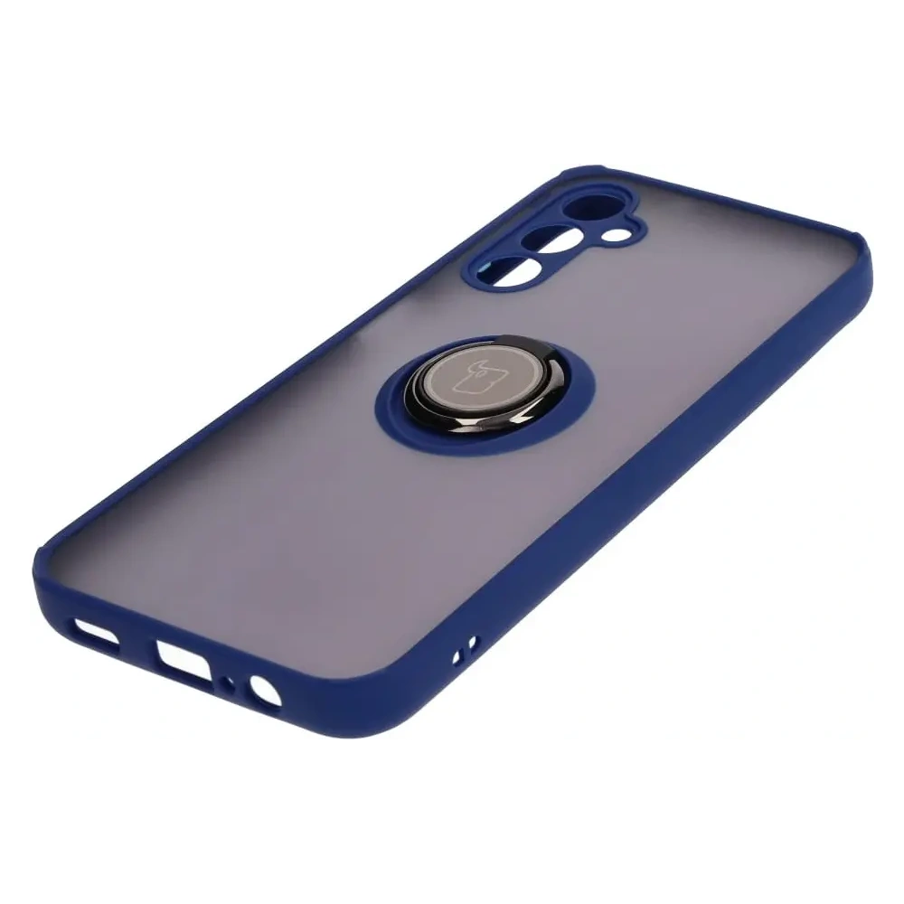 Hurtownia GSM - Etui z uchwytem na palec Bizon Case Hybrid Ring do Samsung Galaxy M14 5G przydymione z granatową ramką - BIZ1290 - {ean13} - Hurt
