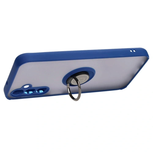 Etui z uchwytem na palec Bizon Case Hybrid Ring do Samsung Galaxy M14 5G przydymione z granatową ramką