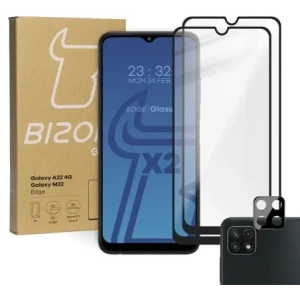 Hurtownia GSM - Bizon Glass Edge 2x gehärtetes Glas + Linsenschutz Samsung Galaxy A22 4G / M22 - BIZ7588 - {ean13} - Hurt