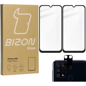 Hurtownia GSM - Szkło hartowane Bizon Glass Edge - 2 sztuki + ochrona na obiektyw, Galaxy M31, czarne - BIZ7594 - {ean13} - Hurt