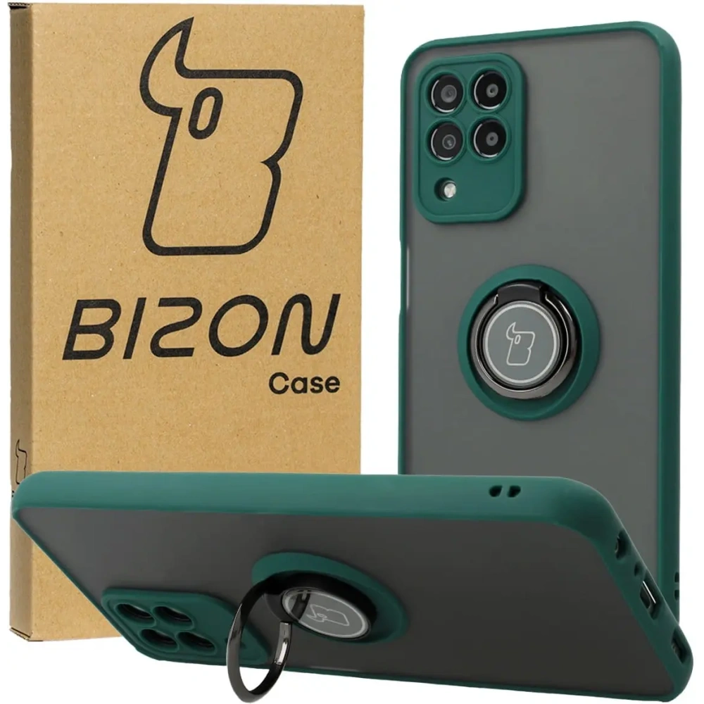 Wholesale Bizon Case Hybrid Ring Samsung Galaxy M33 5G smoky with a dark green frame - BIZ7599 - {ean13} - Hurt