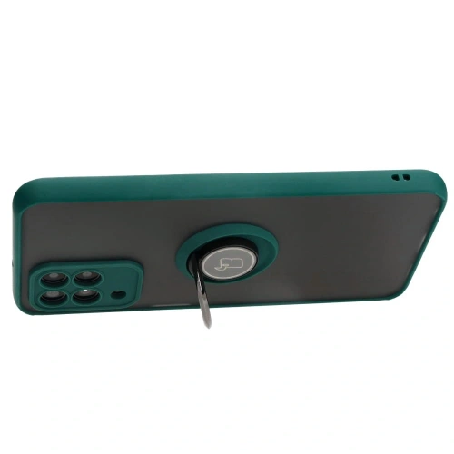 Etui z uchwytem na palec Bizon Case Hybrid Ring do Samsung Galaxy M33 5G przydymione z ciemnozieloną ramką