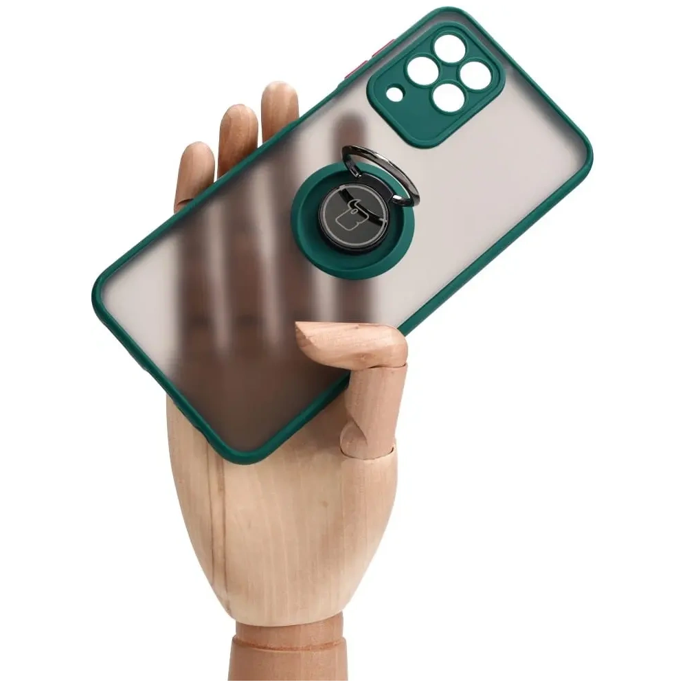 Wholesale Bizon Case Hybrid Ring Samsung Galaxy M33 5G smoky with a dark green frame - BIZ7599 - {ean13} - Hurt