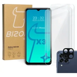 Hurtownia GSM - 3x Sklo na displej + sklo na fotoaparát BIZON Clear 2 do Samsung Galaxy M33 5G - BIZ1331 - {ean13} - Hurt