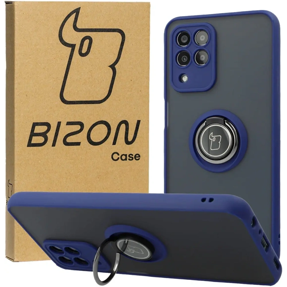 Wholesale Bizon Case Hybrid Ring Samsung Galaxy M33 5G smoky with a navy blue frame - BIZ1333 - {ean13} - Hurt