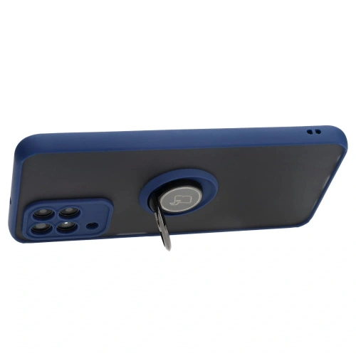Etui z uchwytem na palec Bizon Case Hybrid Ring do Samsung Galaxy M33 5G przydymione z granatową ramką