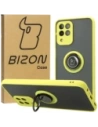 Etui s úchopem na prst Bizon Case Hybrid Ring do Samsung Galaxy M33 5G kouřové s žlutým rámečkem