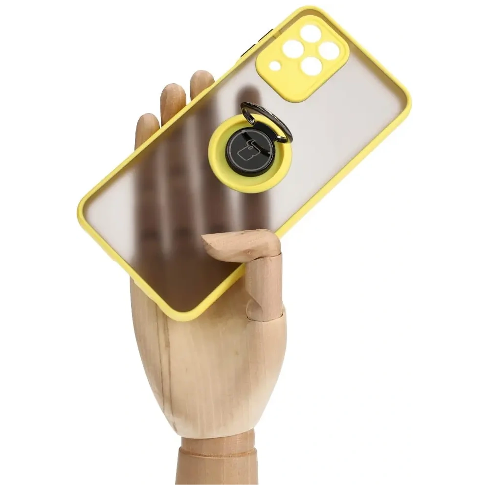 Hurtownia GSM - Bizon Case Hybrid Ring Samsung Galaxy M33 5G fumuriu cu un cadru galben - BIZ1340 - {ean13} - Hurt