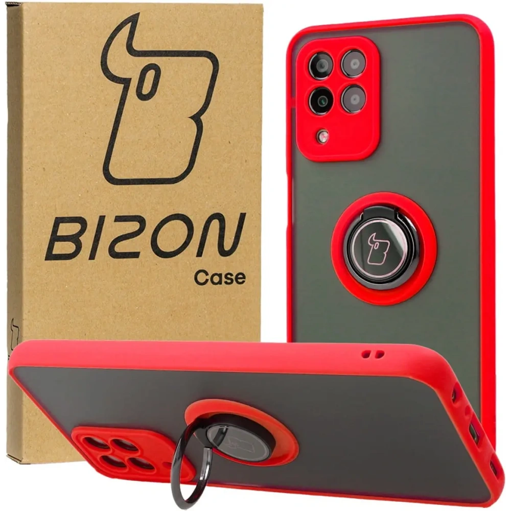 Wholesale Bizon Case Hybrid Ring Samsung Galaxy M33 5G smoky with a red frame - BIZ1341 - {ean13} - Hurt