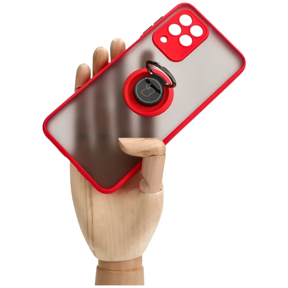 Wholesale Bizon Case Hybrid Ring Samsung Galaxy M33 5G smoky with a red frame - BIZ1341 - {ean13} - Hurt