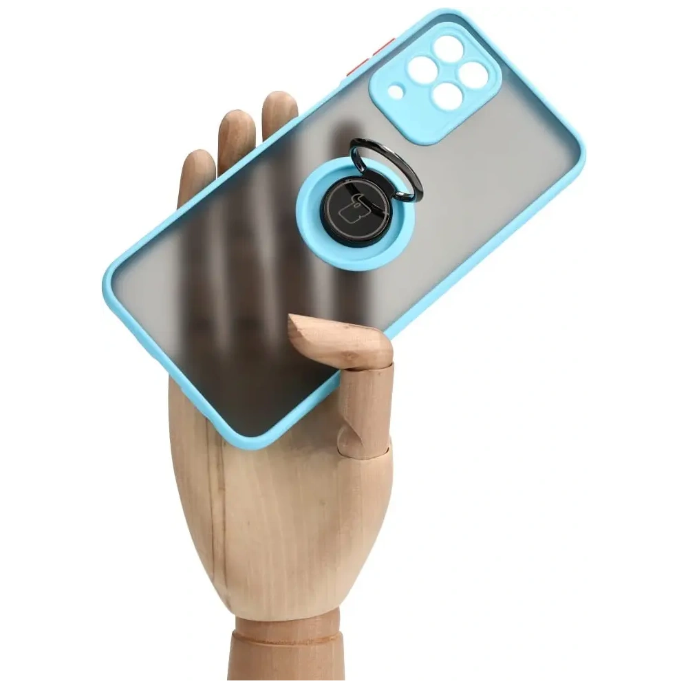 Wholesale Bizon Case Hybrid Ring Samsung Galaxy M33 5G smoky with a light blue frame - BIZ1342 - {ean13} - Hurt
