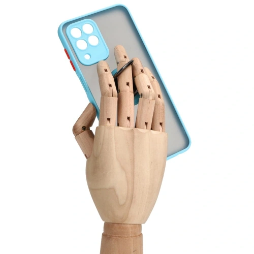 Etui z uchwytem na palec Bizon Case Hybrid Ring do Samsung Galaxy M33 5G przydymione z jasnoniebieską ramką