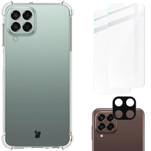 Etui + 2x szkło na ekran + obiektyw Bizon Case Clear Pack do Samsung Galaxy M33 5G przezroczyste